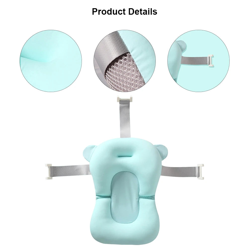 Newborn Baby Bath Cushion Seat Floating Newborn Shower Bath Mat Soft Provides Comfort and Support for Baby 0-12 Months