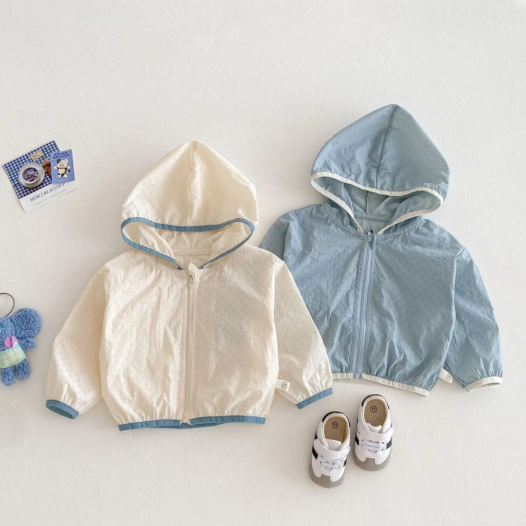 2025 Summer Kids Solid Color Cardigan 0-5 Years Boys Fashion Lightweight Korean Style Jacket Summer Outfit