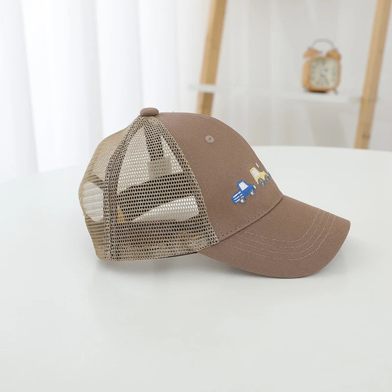 Children's 2025 New Kids Baseball Caps for Girls Boys Spring Summer Baby Sun Hats Cartoon Vehicles Toddler Peaked Caps