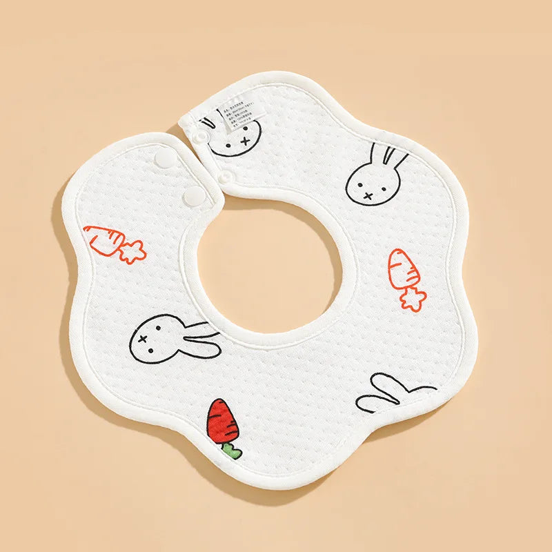 "ACCESSORY" Newborn Baby Saliva Towel, Pure Cotton Waterproof Knitted Petal Bib, Double Snap Closure, Soft and Absorbent; Newborn Baby Saliva Towel, Pure Cotton Waterproof Knitted Petal Bib, Double Snap Closure