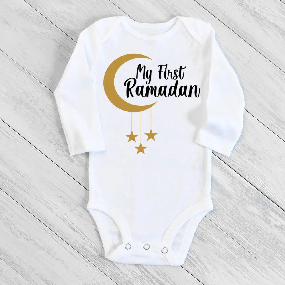 "SPECIAL RAMADAN" Newborn bodysuit for my first Ramadan, Ramadan clothes for boys and girls; My First Ramadan Newborn Baby Bodysuit Infant Eid Long Sleeve Baby Jumpsuit Eid Boy Girl Ramadan Clothes Islamic M