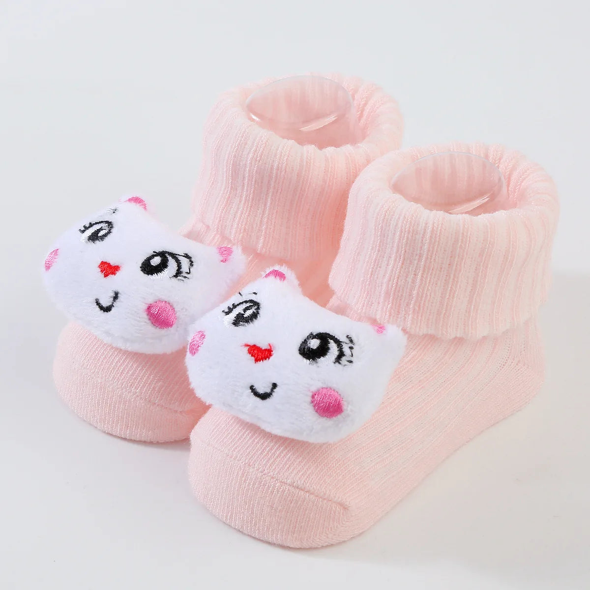 Cute Newborn 3D Cartoon Doll Socks Spring New Baby Soft Prewalker Knitted Sock For Girls Boys Infant Knitting Hairband Socks