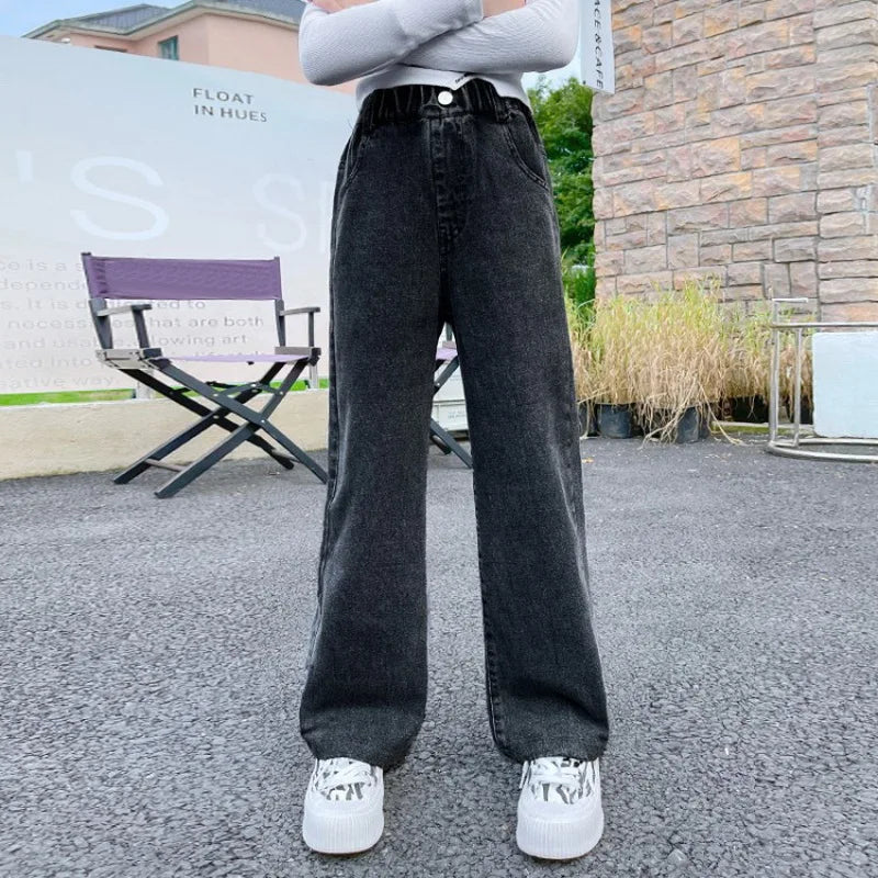 "VETEMENTS" Jeans pour filles, style tendance décontracté, amples, tailles 3-14 ans.