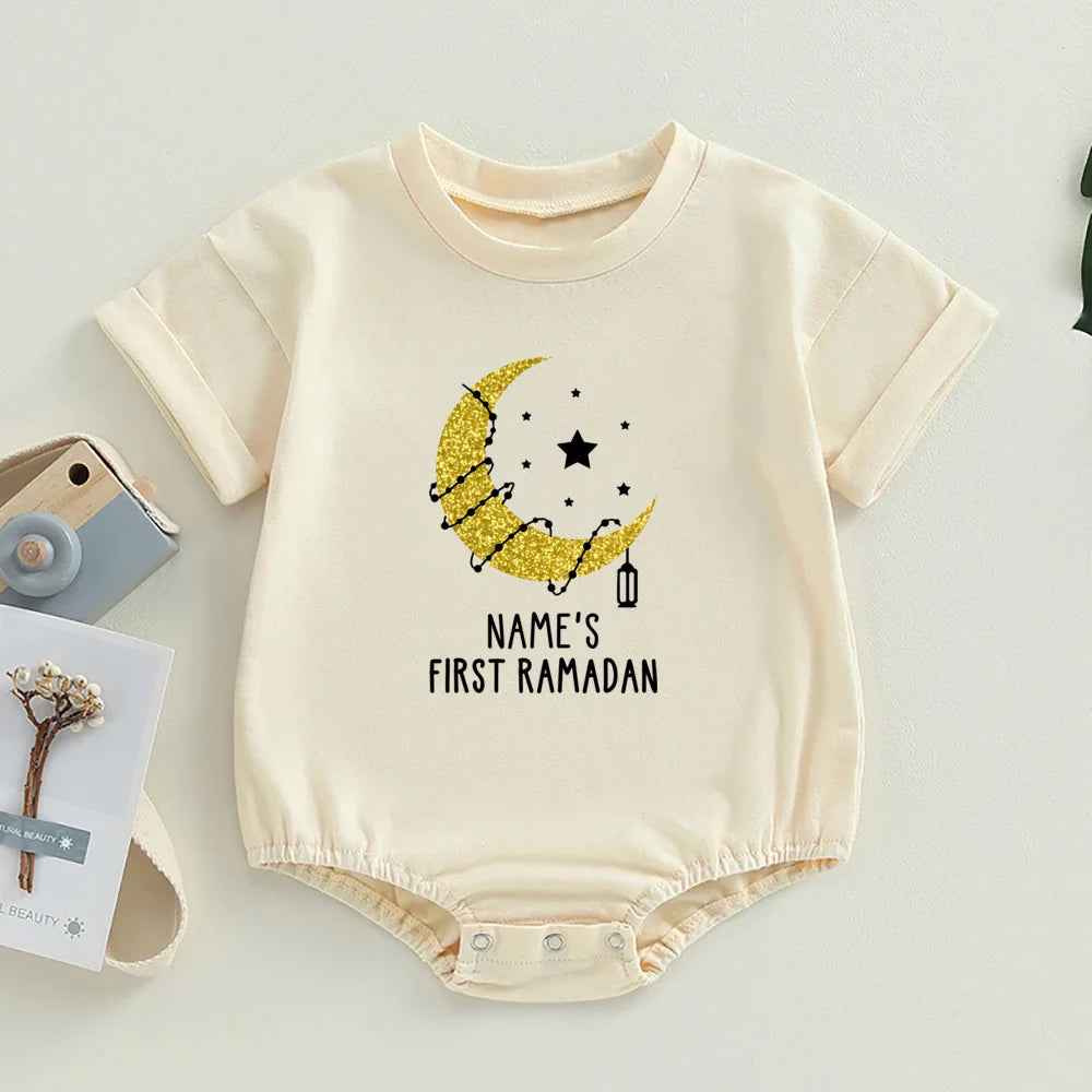 "SPECIAL RAMADAN" Personalized Baby Bodysuit "First Ramadan" with Bubbles and Name, Newborn Romper, Eid Ramadan Islamic Hol