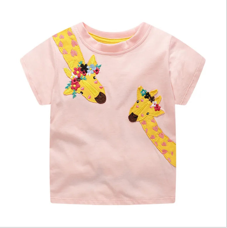"VETEMENTS" T-shirts coton printemps/été enfants  2-7 ans, motif dessin pour filles