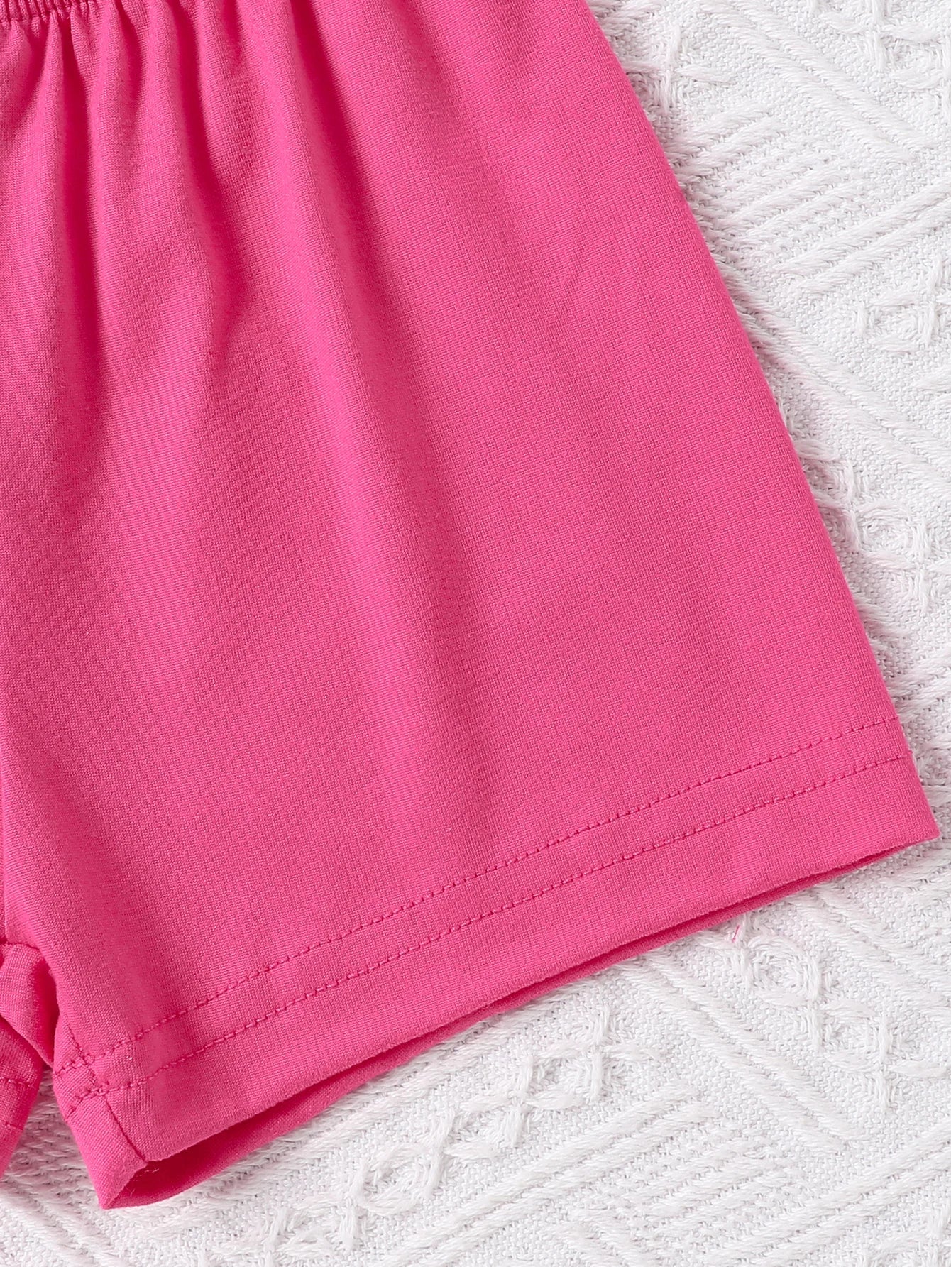 Baby girl cute cat pattern short sleeved top+casual shorts set suitable for outdoor sports