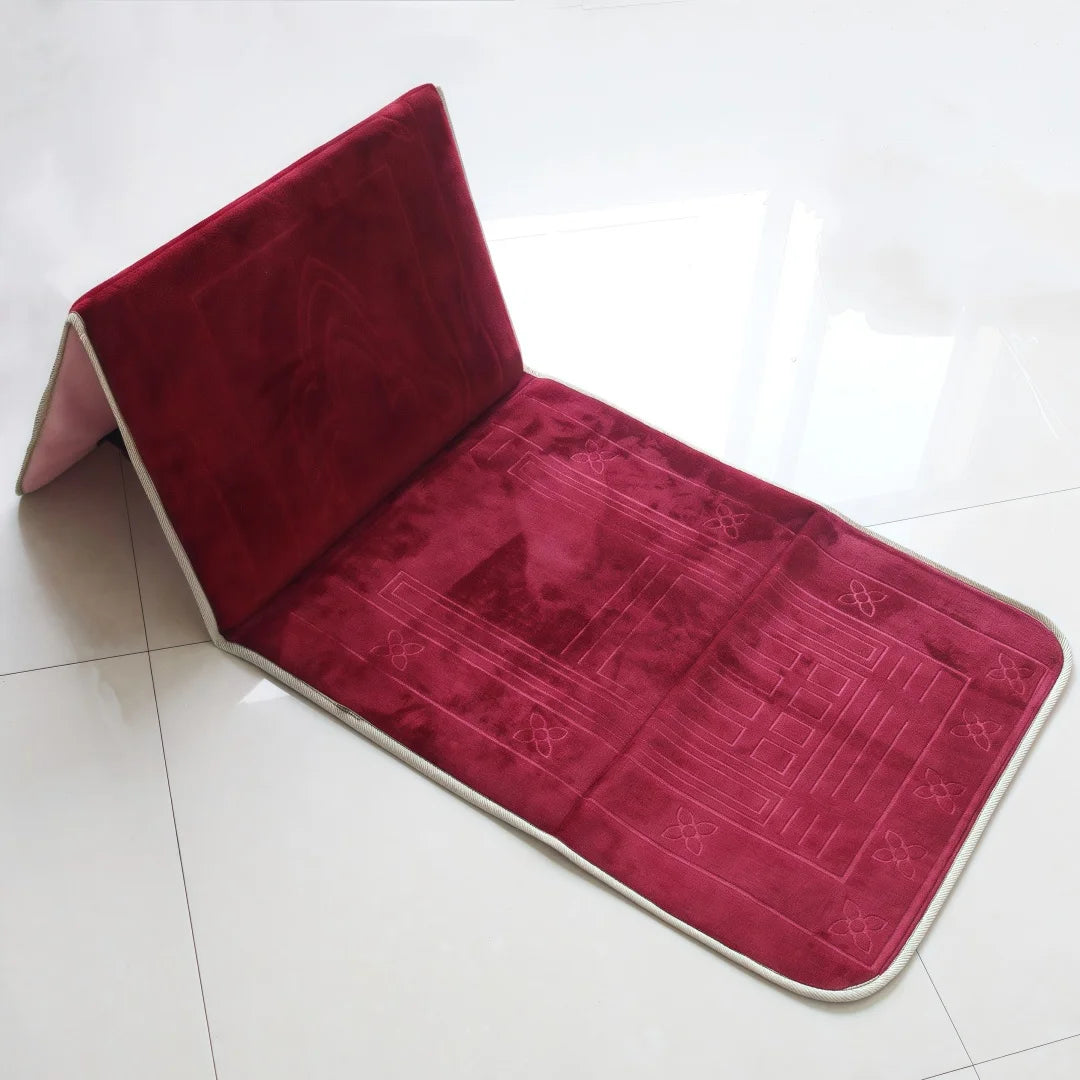 "SPECIAL RAMADAN" Foldable Muslim Prayer Mat with Thick Padded Backrest; Foldable Muslim Prayer Mat with Back Rest Support; Thick Padded Islamic Prayer Rug; Travel Portable Carpet for Women and Men; Eid Gift