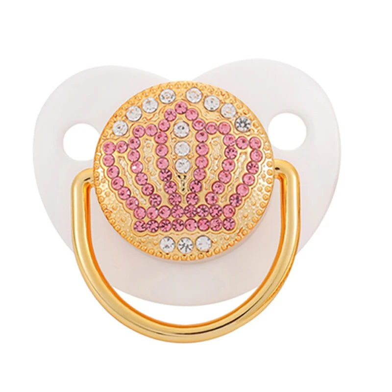 2023 New Baby Pacifier Rose Gold Bling Teether BPA Free Newborn Silicone Pacifier Baby Soother Nipple Dummy Baby Shower Gifts
