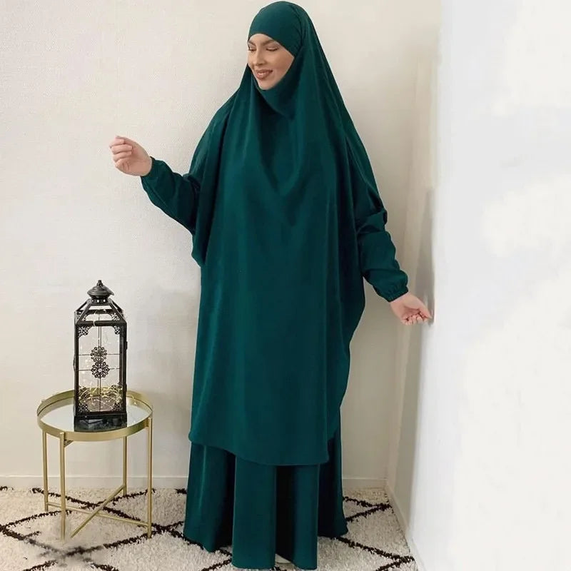 "SPECIAL RAMADAN" Two-piece Ramadan set: long khimar with skirt, abaya, prayer dress for women; Ramadan 2 Piece Long Khimar with Skirt Set Abaya Muslim Women Prayer Garment Dubai Prayer Dress Eid Niqab Ji