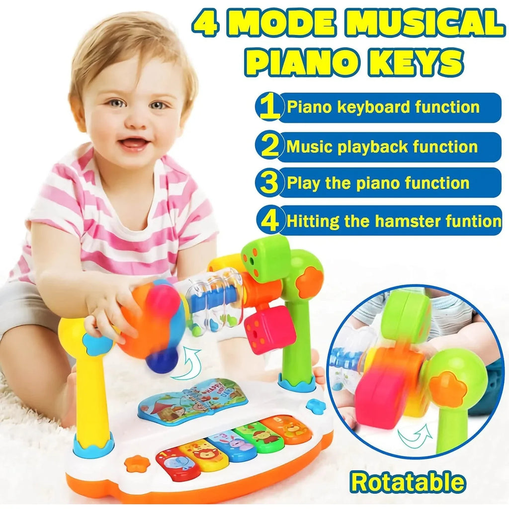 "JOUET" Piano musical rotatif pour enfants avec lumières et sons,  Baby Piano Toys Kids Rotating Music Piano Keyboard With Light Sound, Musical Toys For Toddlers, Early Educational Music Toy