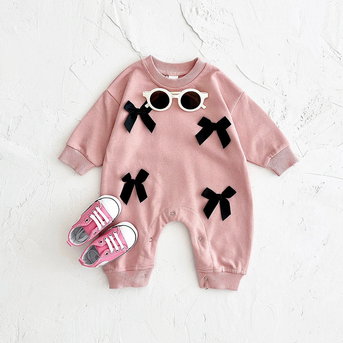 Newborn Baby Girl Clothes Bow Infant Jumpsuit Spring Autumn Babygrow Romper Cotton Kids Toddler Children Clothing 0-18 Months