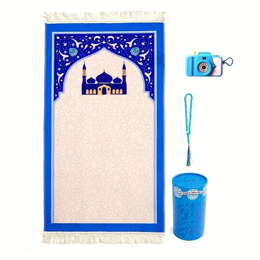 "SPECIAL RAMADAN" Islamic Prayer Rug Set - Portable Travel Prayer Mat, Gift Box for Muslim Men &amp; Women, Lightweight &amp; Foldable