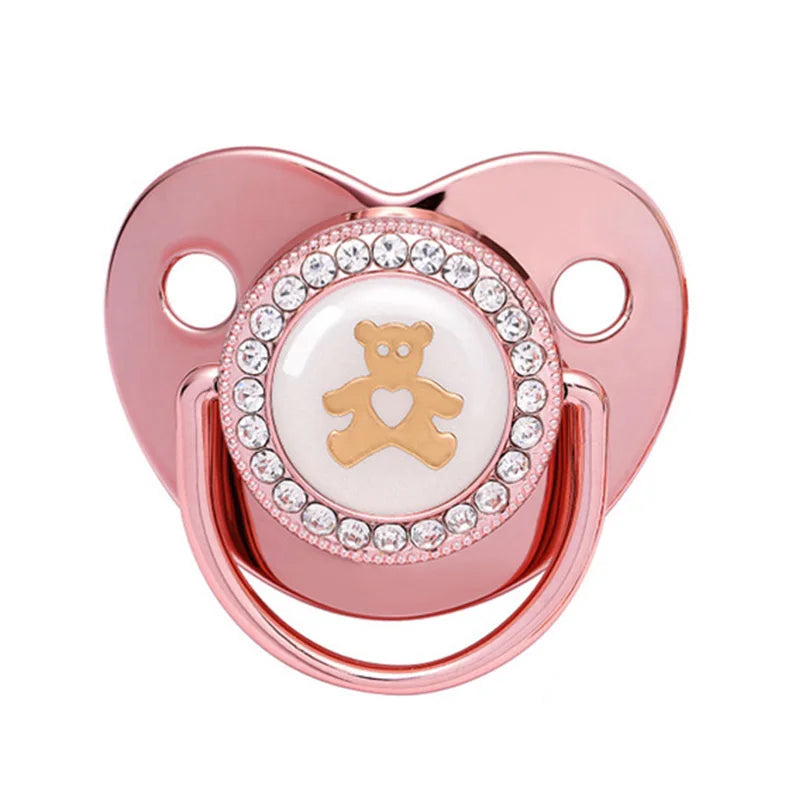 "ACCESSORY" Glittery rose gold baby pacifier, BPA-free silicone teething ring; New Baby Pacifier Rose Gold Bling Teether BPA Free Newborn Silicone Pacifier Baby Soother Nipple Dummy Baby Shower Gifts