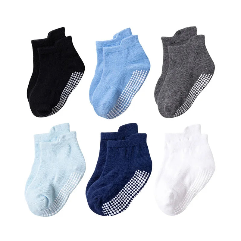 "CHAUSSURE" Lot de 6 paires de chaussettes antidérapantes pour enfants (garçons et filles)