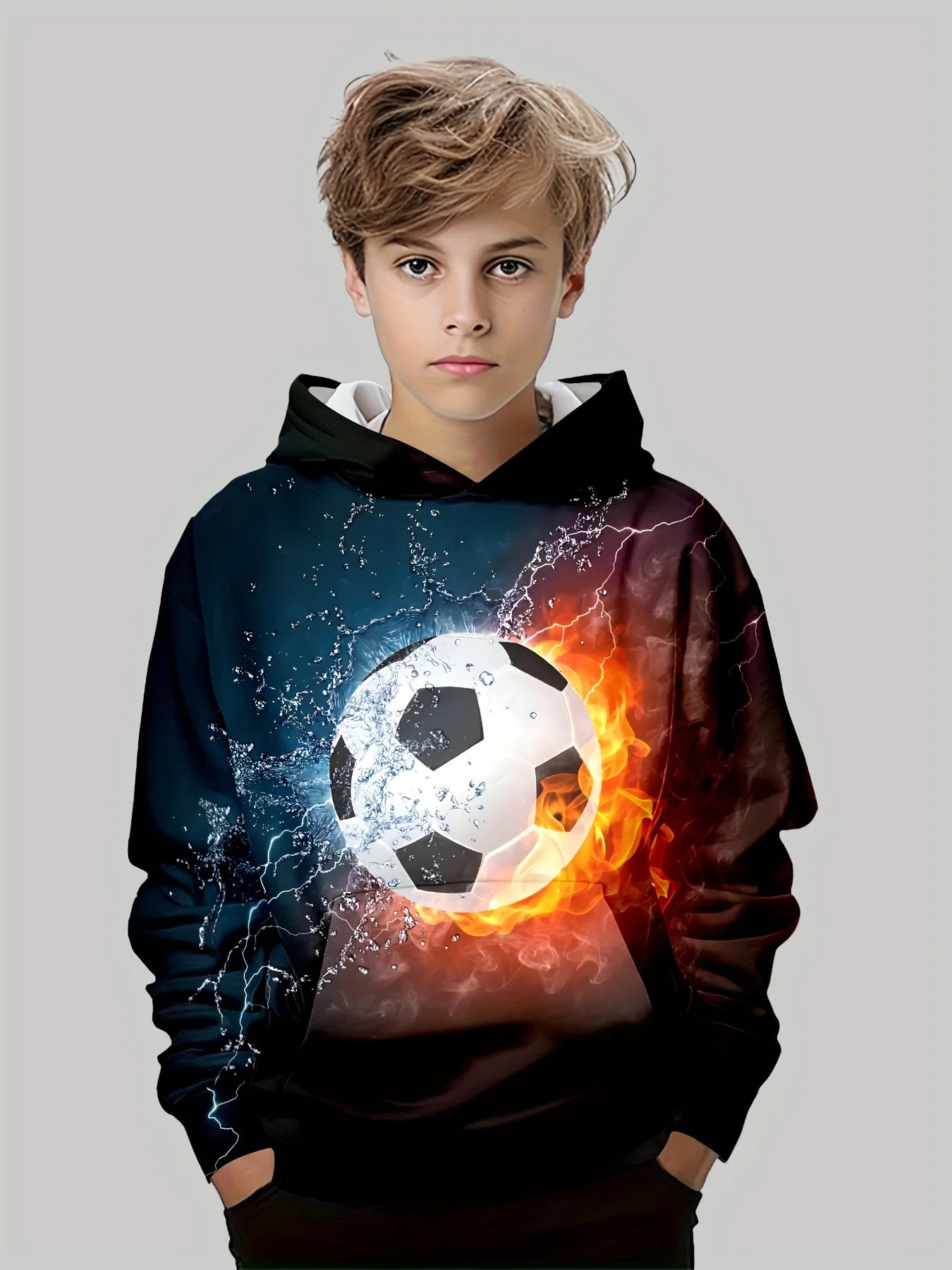 Kids Clothes Boys Hoodies Long Sleeve 3D Footbaii Print Children Spring Fall Clothes Casual Outdoor Active Boys Clothing Tops