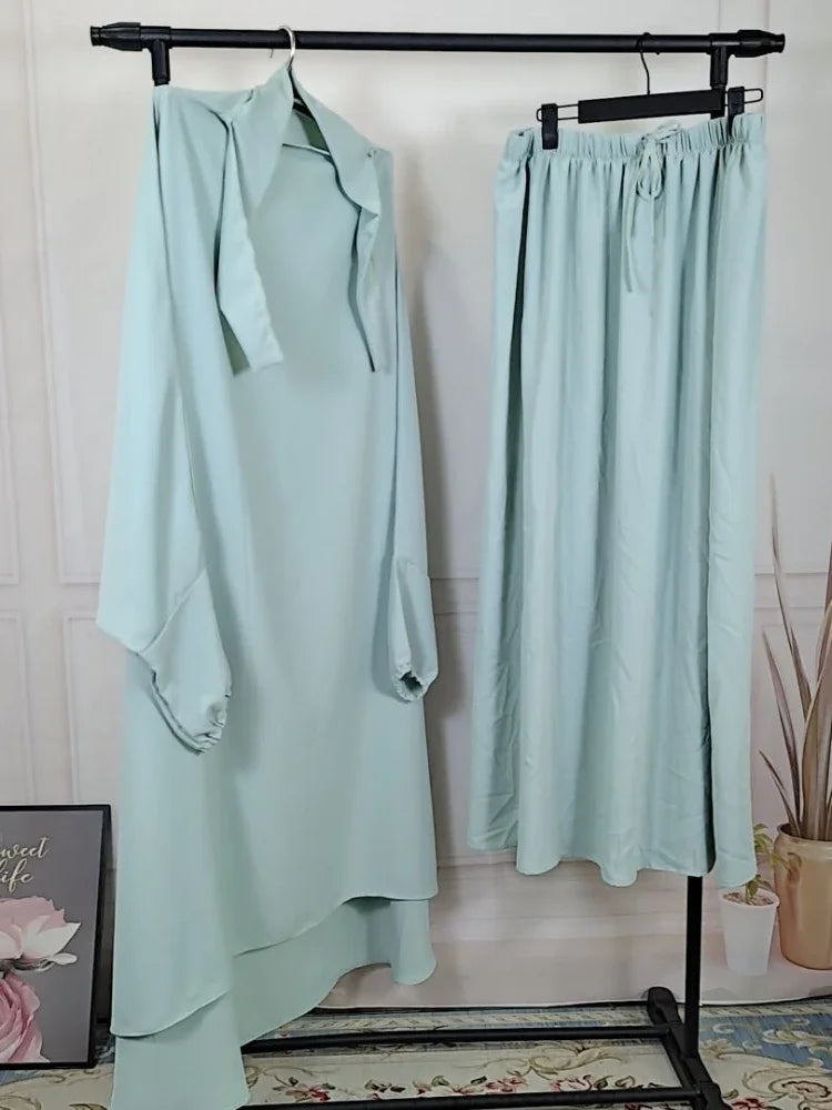 "SPECIAL RAMADAN" Two-piece Ramadan set: long khimar with skirt, abaya, prayer dress for women; Ramadan 2 Piece Long Khimar with Skirt Set Abaya Muslim Women Prayer Garment Dubai Prayer Dress Eid Niqab Ji