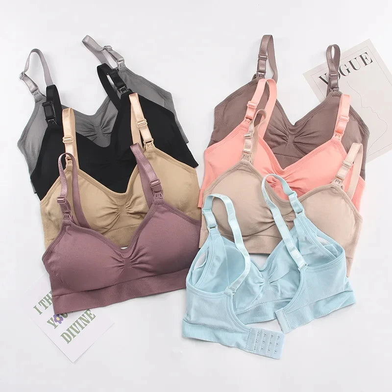 1/2/3PCS No Steel Ring with Sports Pad Bra Breastfeeding Non-sagging Vest-style Pregnant Women's Clothing Underwear Front Buckle