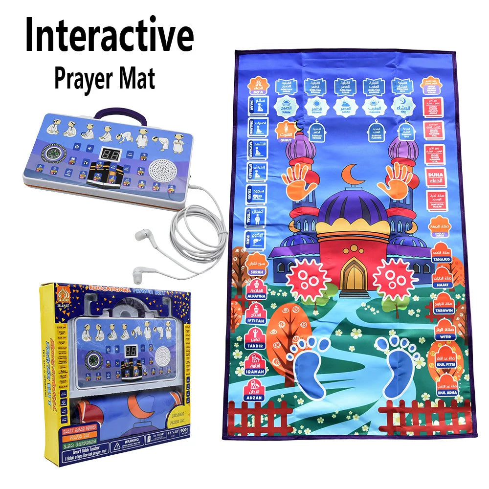 "SPECIAL RAMADAN" Interactive Talking Prayer Mat, Islamic Electronic Prayer Blanket with Compass, Interactive Talking Prayer Mat Educational Rug Salah Muslim Kids Gift Islam Electronic Worship Blanket Compass