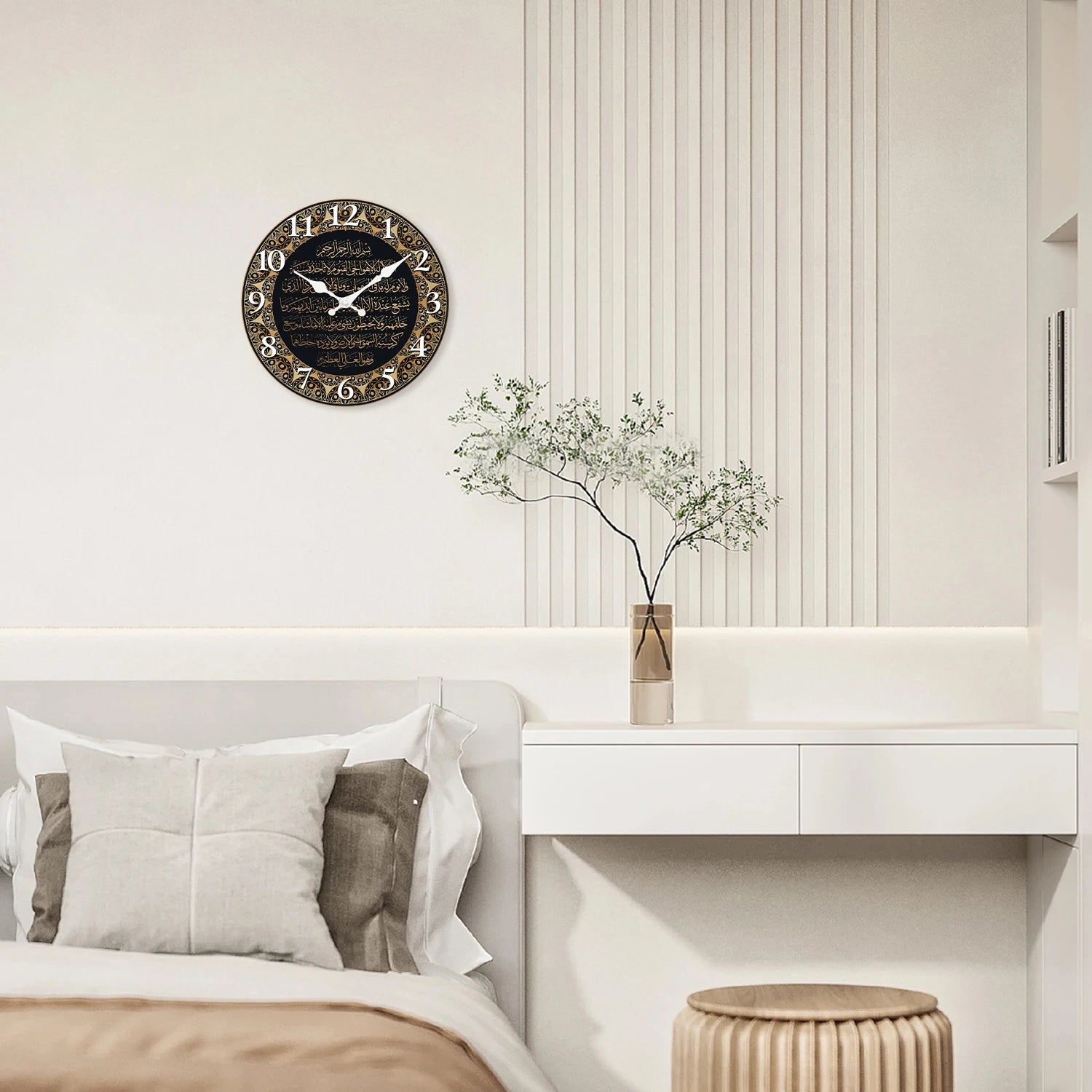 "SPECIAL RAMADAN" Un horloge murale en bois avec calligraphie islamique d'art vintage pour salon, chambre à coucher, cuisine, décoration de la maison, horloge à quartz silencieuse, cadeau de vacances, 10 pouces, 12 pouces,