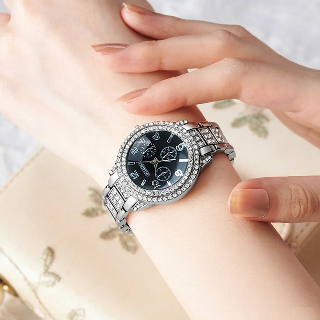 "BIJOUX" Ensemble élégant de 6 pièces comprenant une montre-bracelet à quartz et des bijoux pour femme