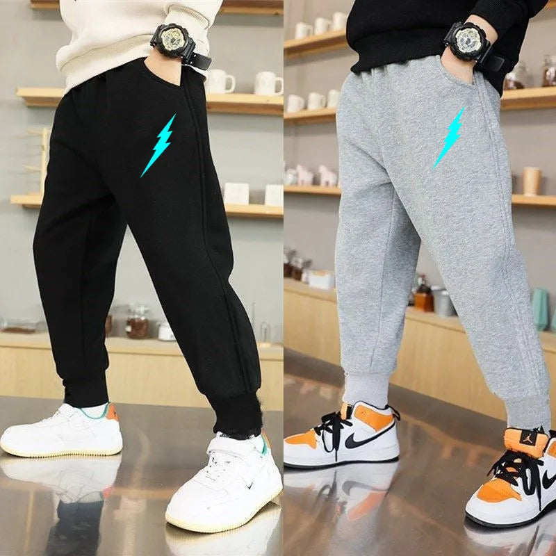 "VETEMENTS" Pantalon de sport pour garçons, survêtement lumineux imprimé éclair en coton