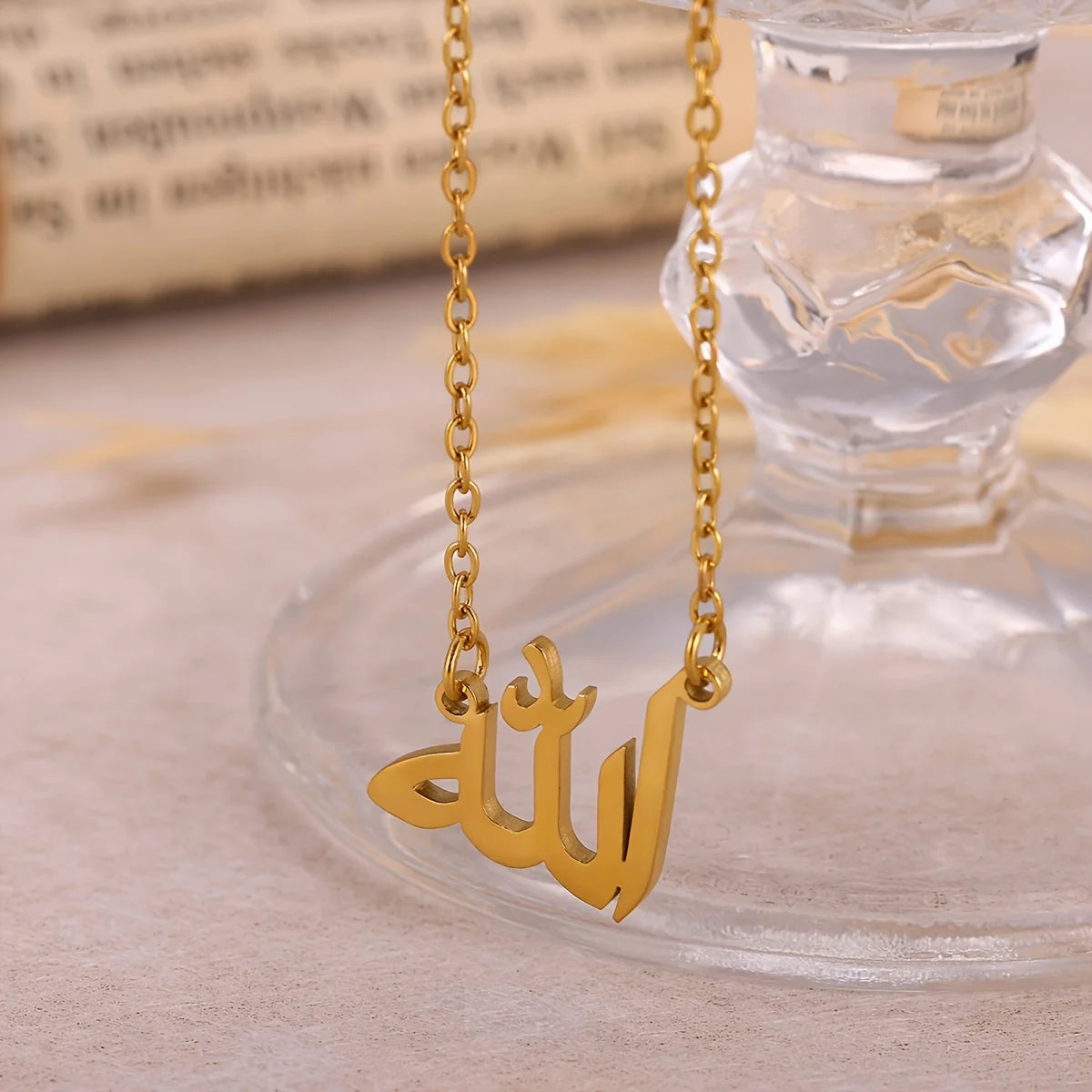 "SPECIAL RAMADAN" 1pc coeur Allah colliers pour femmes bijoux islamiques en acier inoxydable arabe coran lettres tour de cou cadeau pour les musulmans Collier Femme