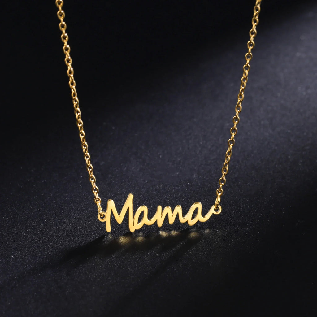 "BIJOUX" Collier pendentif Skyrim « Mama » pour femme, en acier inoxydable, ras de cou tendance