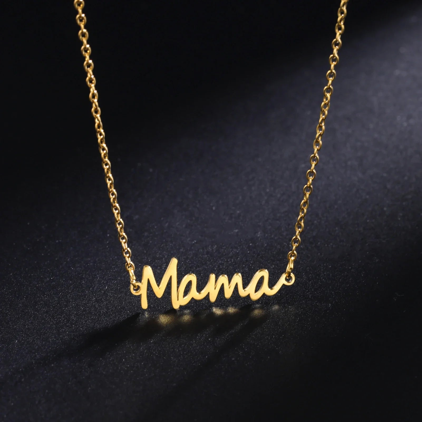 "JEWELRY" Skyrim "Mother" Letter Pendant Necklace for Women, Stainless Steel Neck Chain Choker, Trendy Family Jewelry, Mother's Day Gift for M