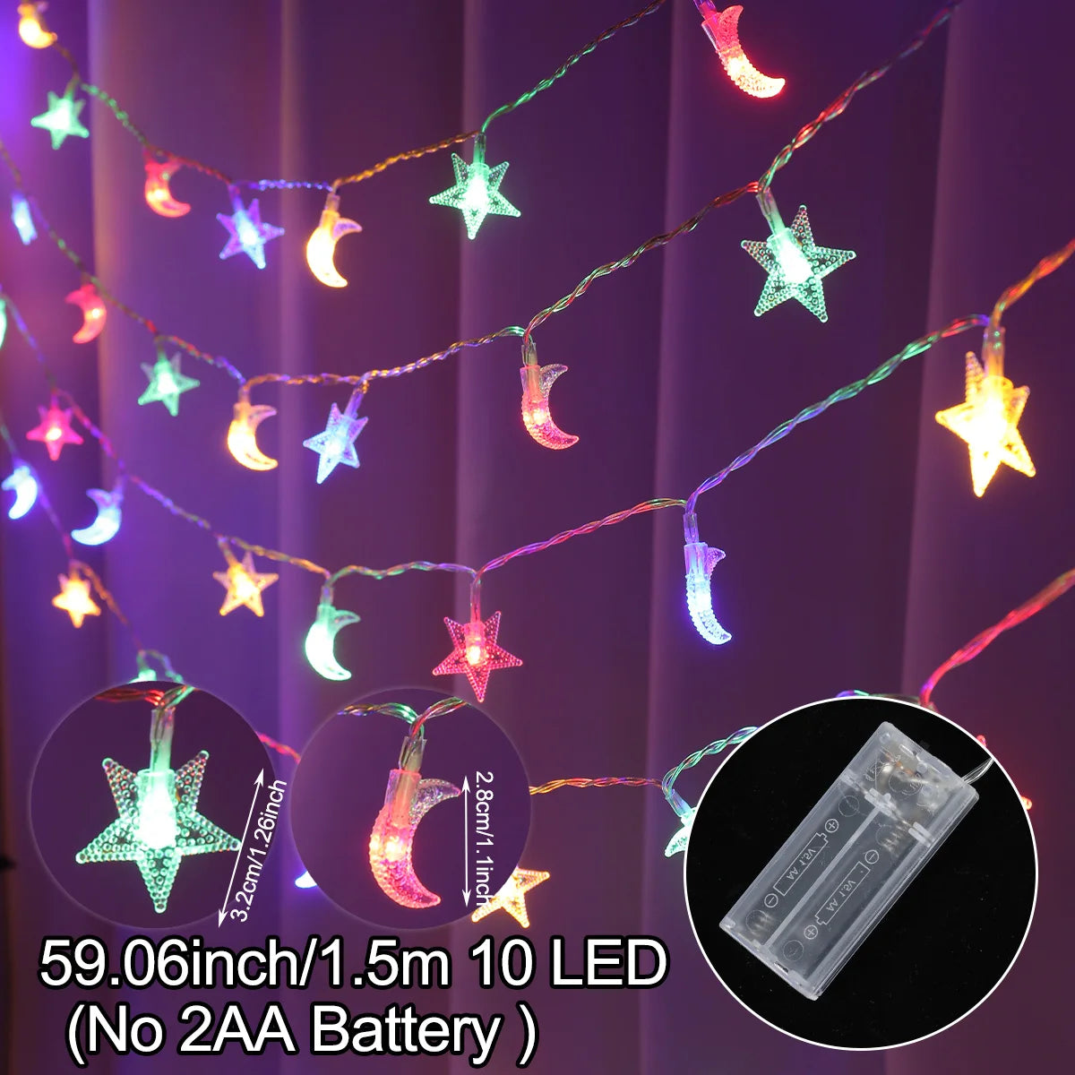 "SPECIAL RAMADAN" Eid Mubarak Moon Star Light String Ramadan décoration 2025 pour la maison musulmane Islam Party Decor Ramadan Guirlande lumière Al-Fitr cadeaux