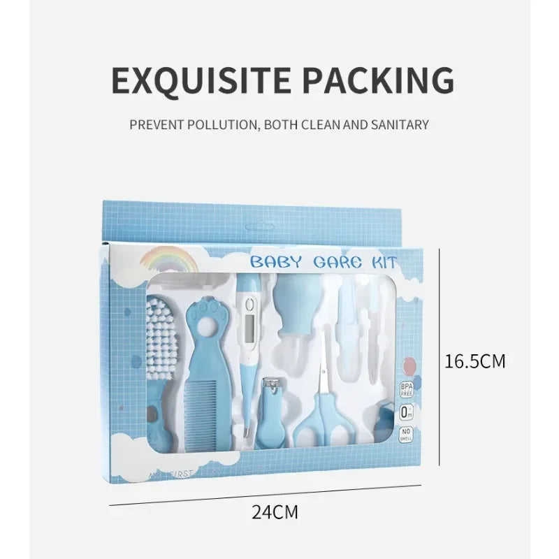 10-Piece Newborn Baby Care Set - Soft Bristle Brush/Comb Nasal Suction & Thermometer BPA-Free Safety Material Essential Kit