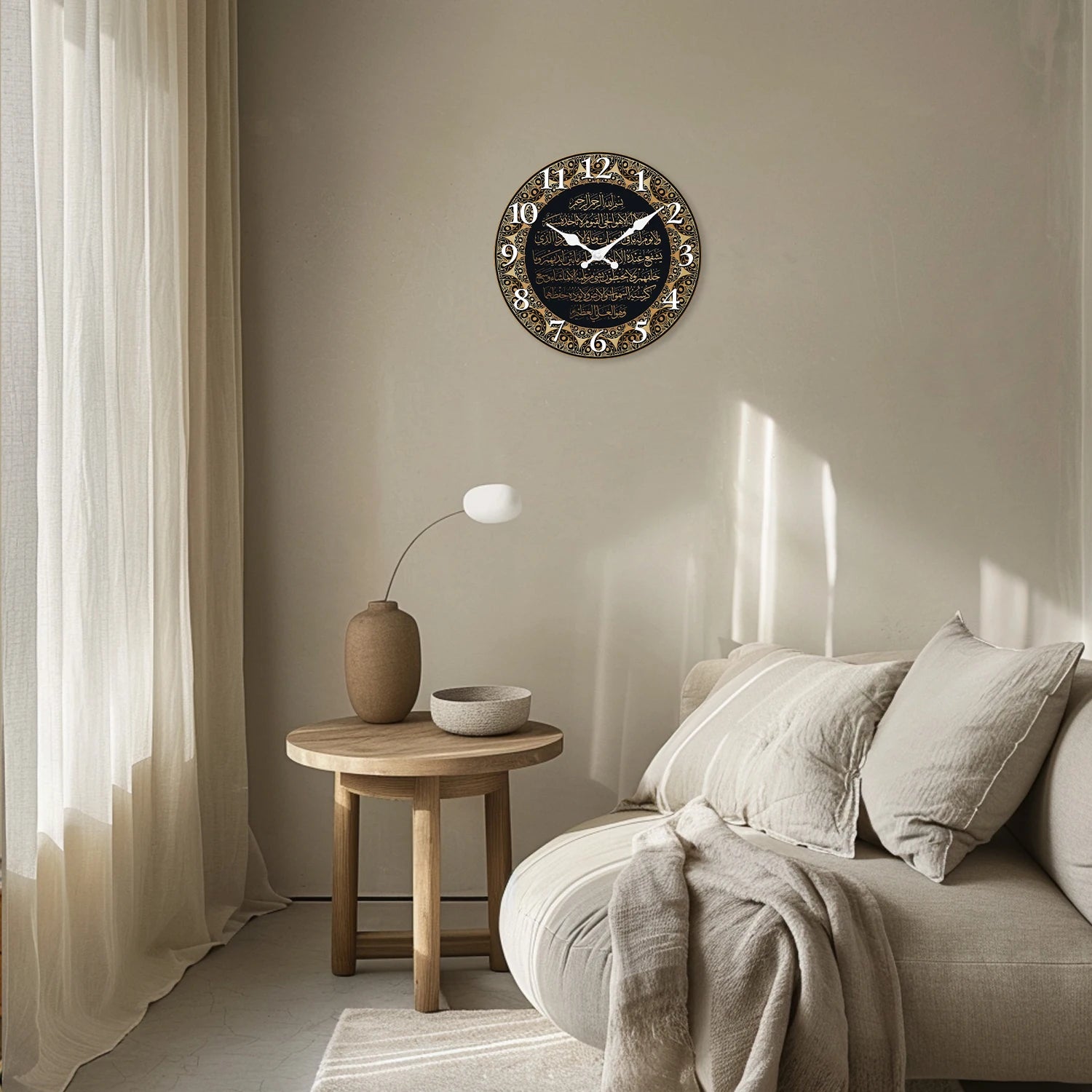 "SPECIAL RAMADAN" Un horloge murale en bois avec calligraphie islamique d'art vintage pour salon, chambre à coucher, cuisine, décoration de la maison, horloge à quartz silencieuse, cadeau de vacances, 10 pouces, 12 pouces,