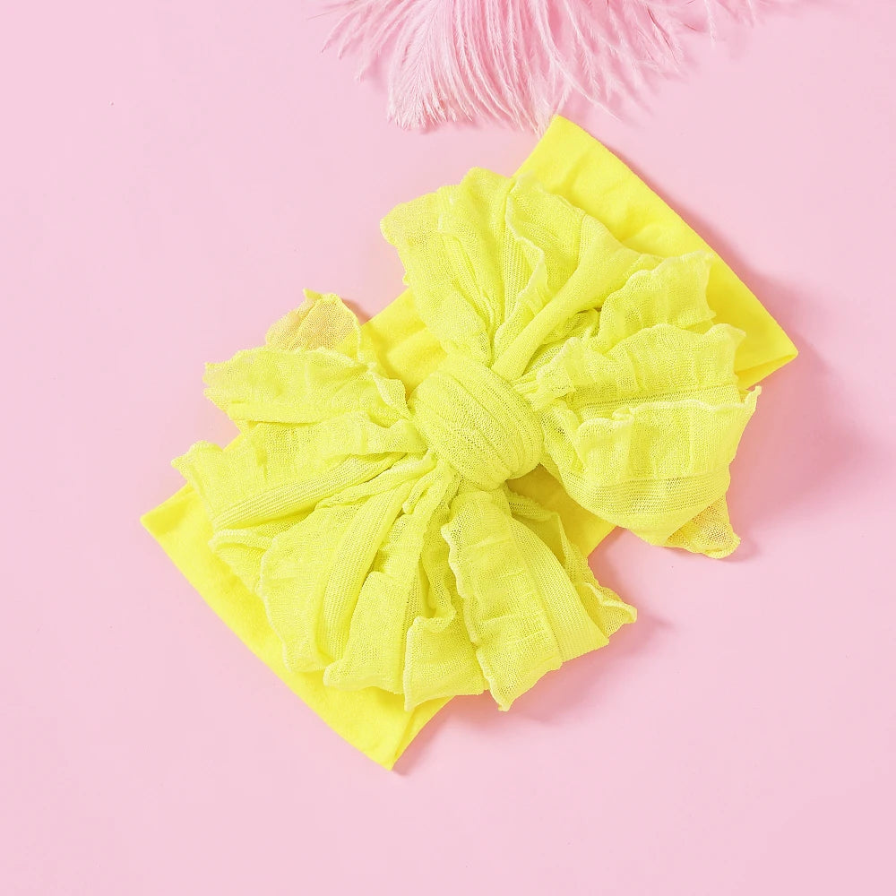 Bow Baby Headbands For Newborn Soft Elastic Nylon Hair Bands Ruffle Bow Infant Headband For Kid Girl Headwear Hair Accessories