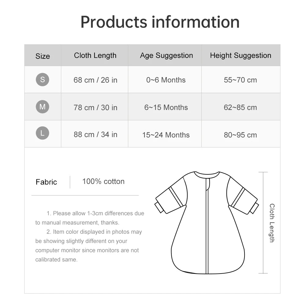 "ACCESSOIRE" Sac de couchage pour bébés de 0 à 24 mois, gaze de coton douce, respirant, fermeture éclair à 3 voies, chiot, chien, sac de couchage pour bébé avec manches amovibles