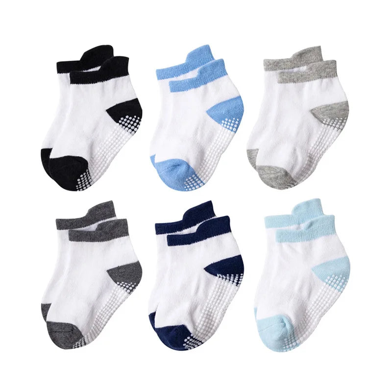 "CHAUSSURE" Lot de 6 paires de chaussettes antidérapantes pour enfants (garçons et filles)