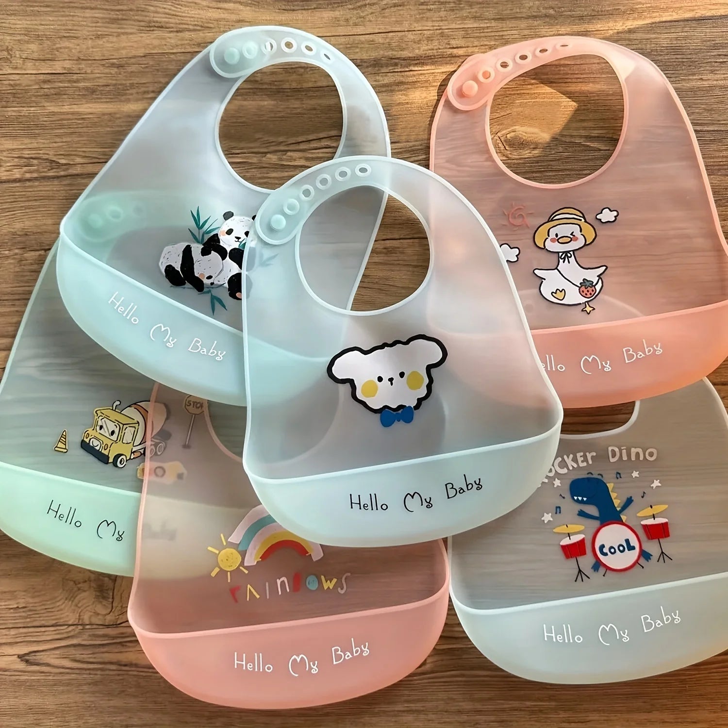 "ACCESSORY" Waterproof baby bibs, baby items, cute animal print children's bib, bib for girls and boys, adjustable soft silicone bib, baby feeding accessories; Waterproof Bib