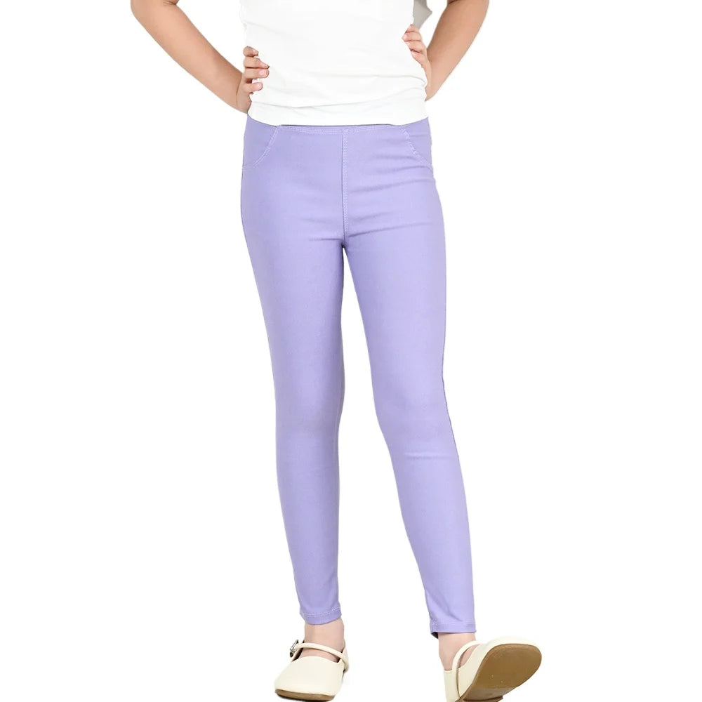 "VETEMENTS" Pantalons crayon pour filles de 3 à 12 ans, couleurs acidulées style leggings élastiques