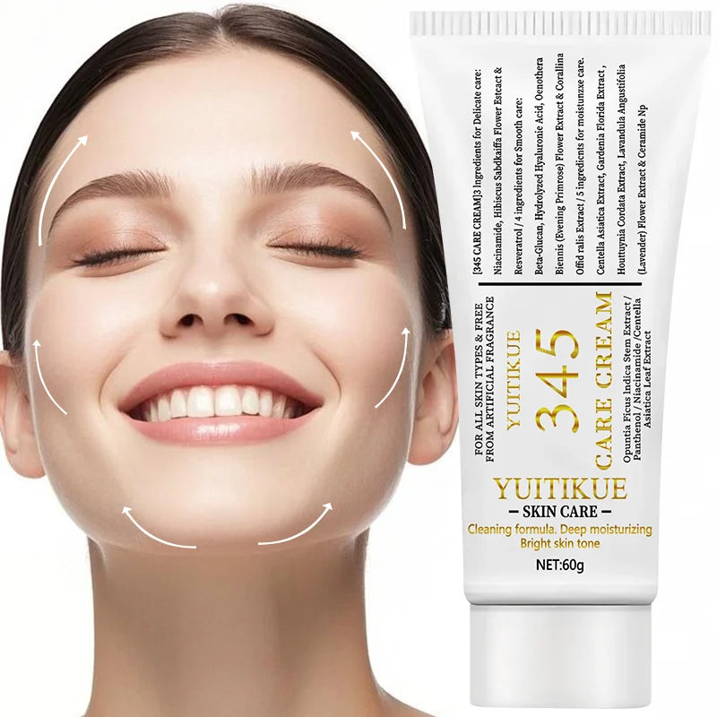 "SOINS"   Crème de soin, raffermit et lisse, texture légère non grasse, convient à tous les types de peau, sans parfum