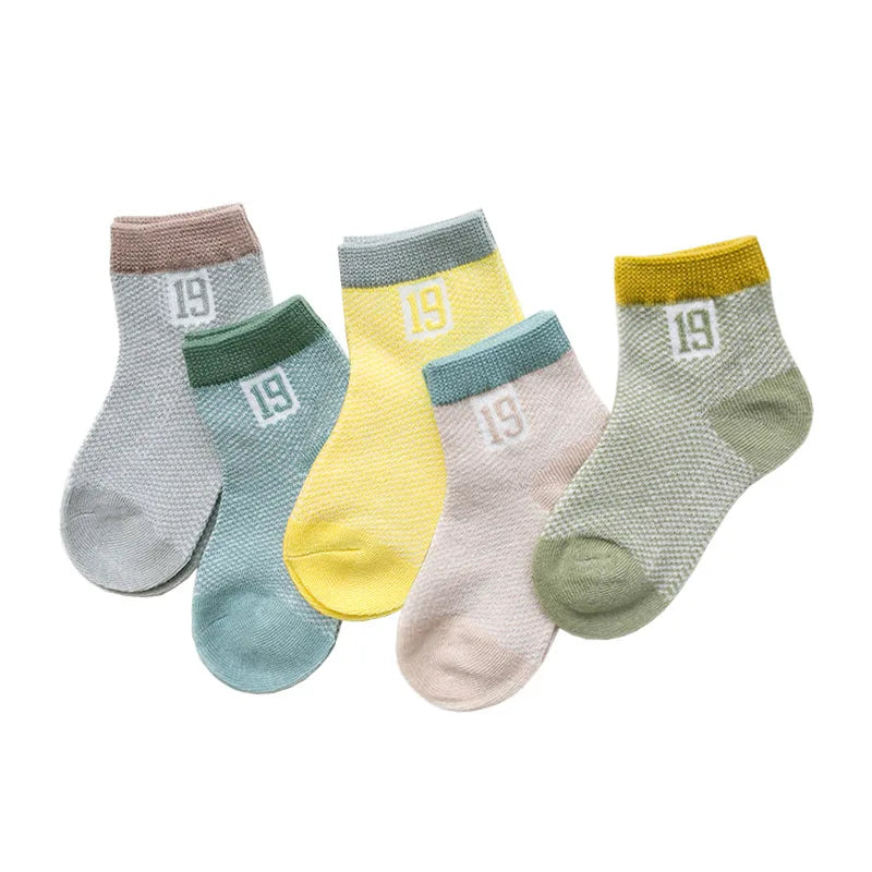 "CHAUSSURE" Chaussettes enfants en maille de coton, 0 à 2 ans, 5 unités/lot