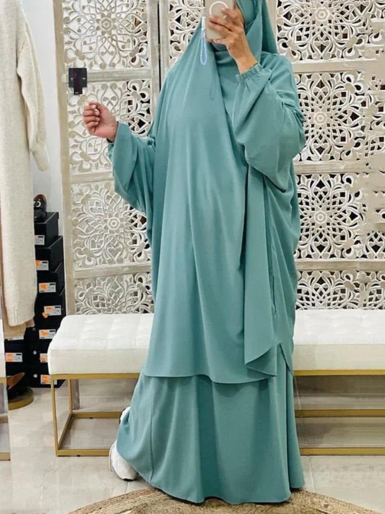 "SPECIAL RAMADAN" Two-piece Ramadan set: long khimar with skirt, abaya, prayer dress for women; Ramadan 2 Piece Long Khimar with Skirt Set Abaya Muslim Women Prayer Garment Dubai Prayer Dress Eid Niqab Ji
