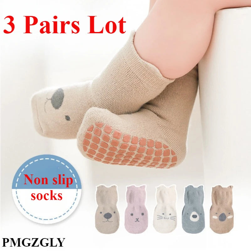 "CHAUSSURE" 3/5/1 paires/lot bébé chaussettes infantiles, nouveau-né anti-dérapant, coton unisex