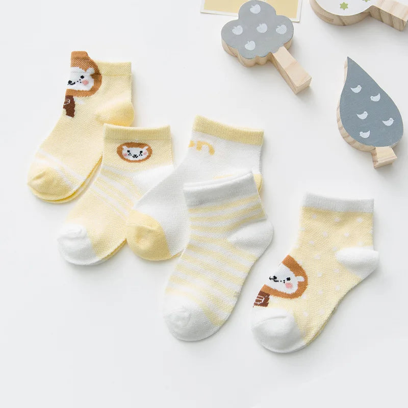 "CHAUSSURE" Chaussettes enfants en maille de coton, 0 à 2 ans, 5 unités/lot