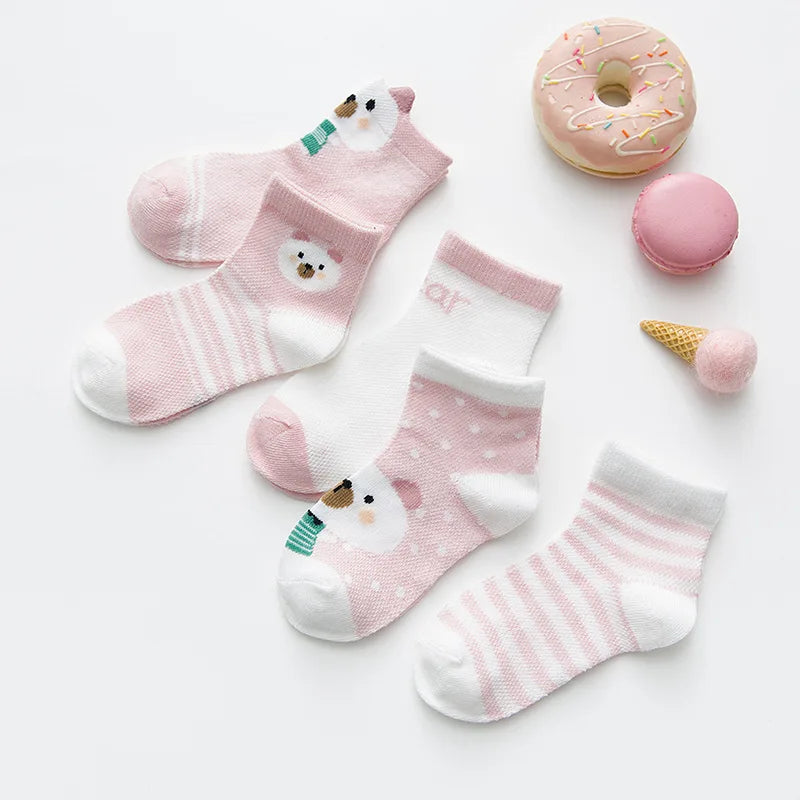 "CHAUSSURE" Chaussettes enfants en maille de coton, 0 à 2 ans, 5 unités/lot