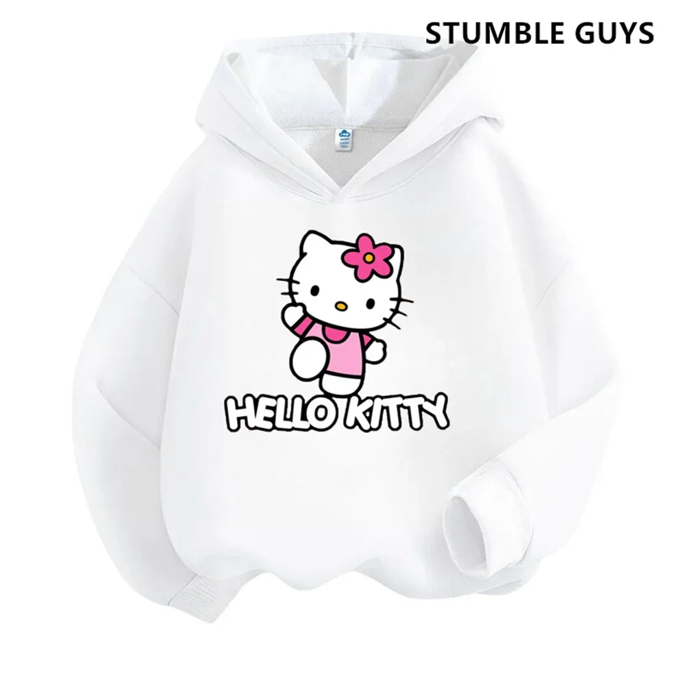 Hoodies Sets Boys Outfit Set Kids Hello Kitty Clothes Girls Clothing Tops Pants Suits 4-14 Years Old Ports Suits Hoodies Sweater