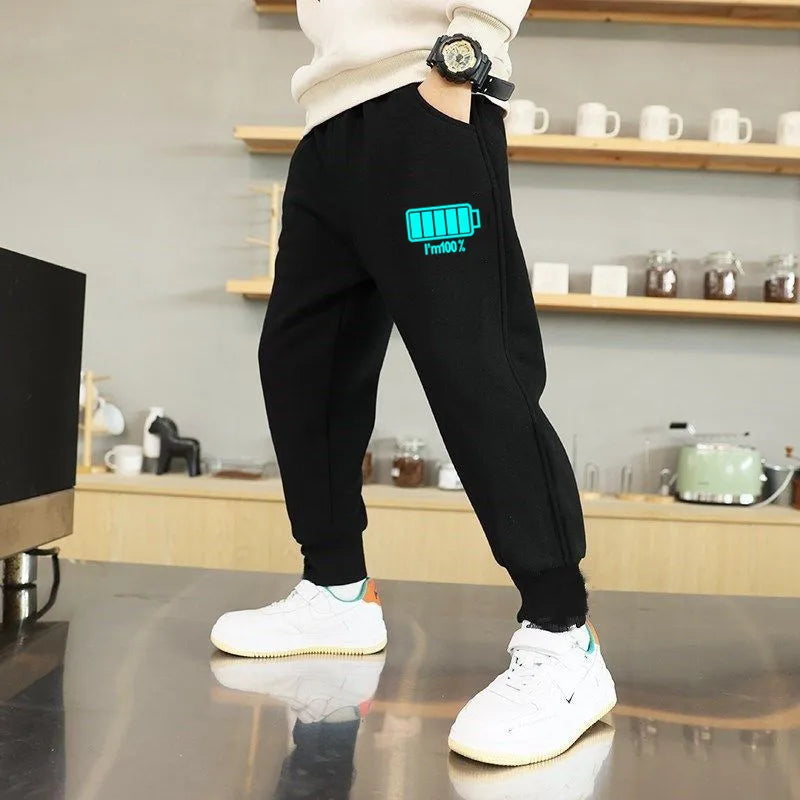 "VETEMENTS" Pantalon de sport pour garçons, survêtement lumineux imprimé éclair en coton
