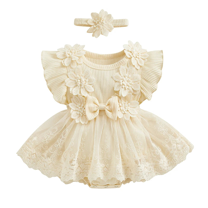 "VETEMENTS" Barboteuse en dentelle pour fille, robe en Tulle, body à fleurs, vêtement printemps/été