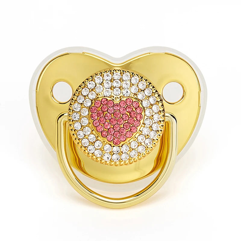 2023 New Baby Pacifier Rose Gold Bling Teether BPA Free Newborn Silicone Pacifier Baby Soother Nipple Dummy Baby Shower Gifts