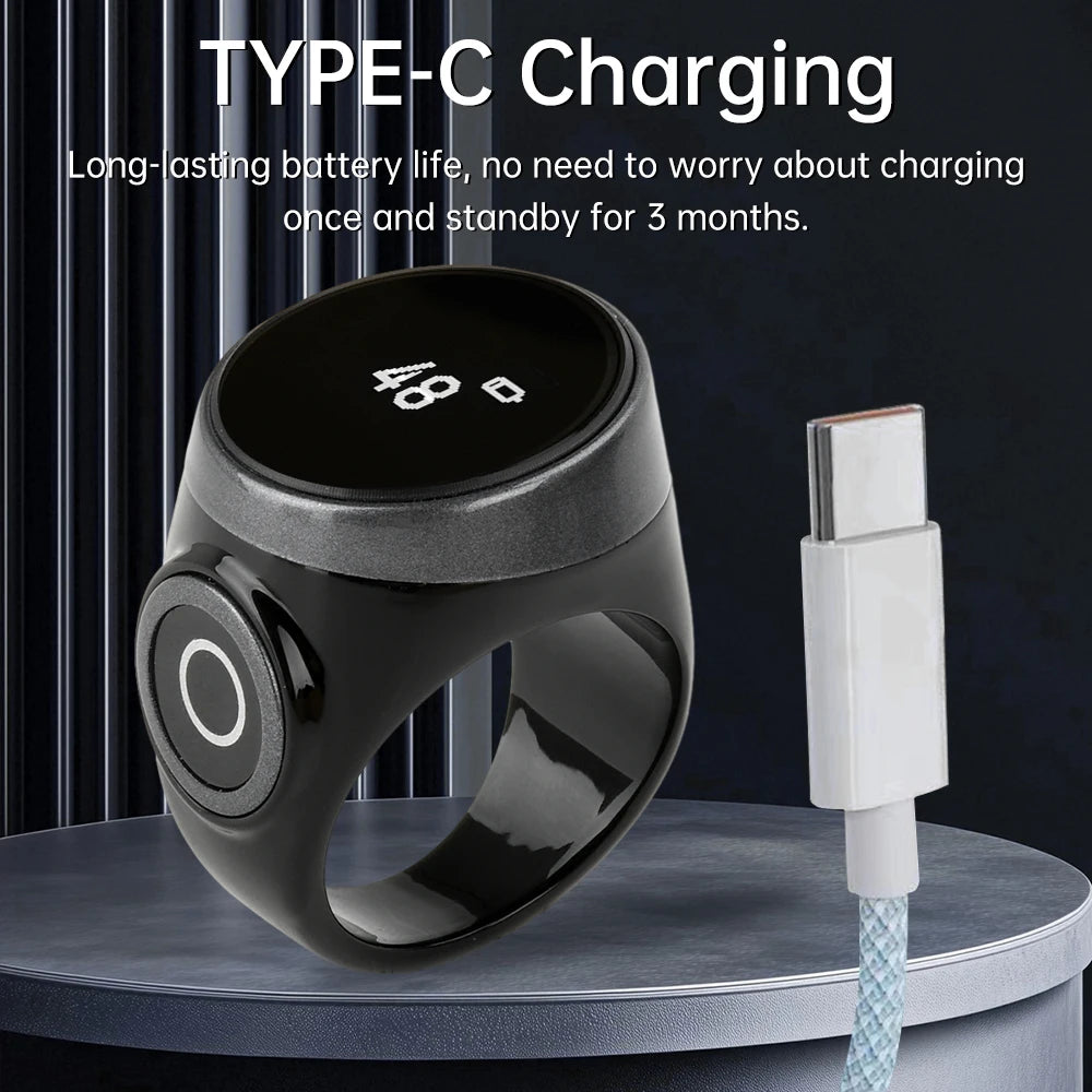 "SPECIAL RAMADAN" Smart Rechargeable Digital Counter, 18/20/22mm Ring, Prayer Time. Smart Rechargeable Digital Counter, Electronic Type-C Finger Counter Button, 18/20/22mm Finger Ring, Prayer Time