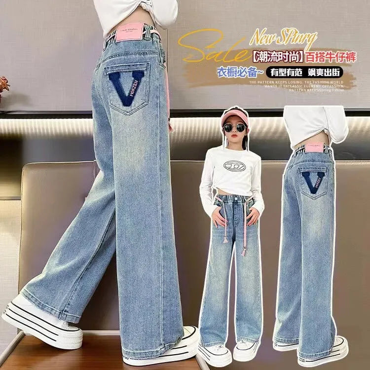 "VETEMENTS" Pantalons enfants, jean mode décontracté, Streetwear printemps, pantalons  filles