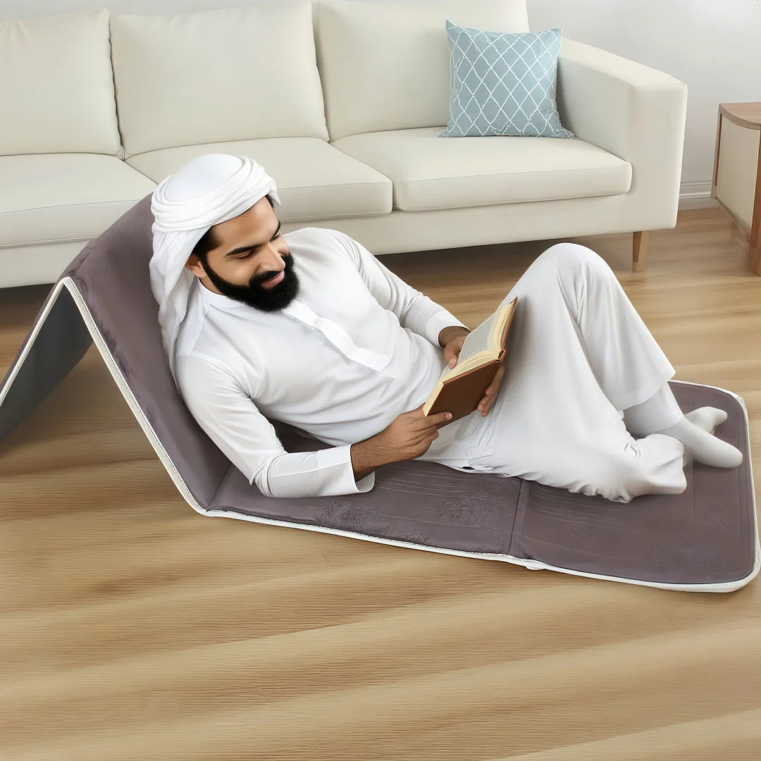 "SPECIAL RAMADAN" Foldable Muslim Prayer Mat with Thick Padded Backrest; Foldable Muslim Prayer Mat with Back Rest Support; Thick Padded Islamic Prayer Rug; Travel Portable Carpet for Women and Men; Eid Gift