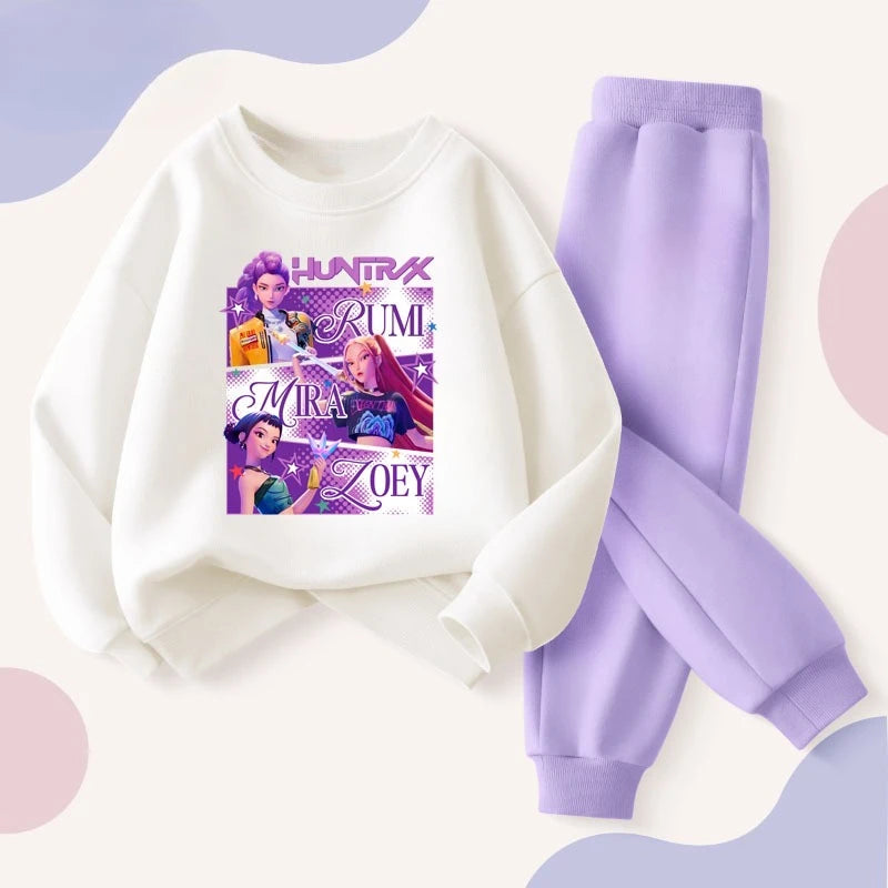 "VETEMENTS"  KPop démon Hunters filles imprimer, vêtements sweat à capuche pour enfants 2 pièces